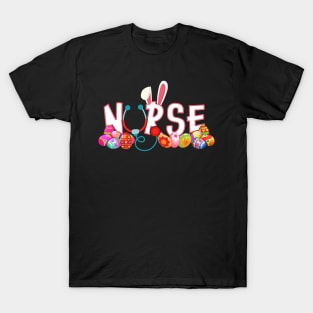 Stethoscope Nurse Bunny Tail Colorful Eggs Easter T-shirt T-Shirt